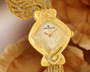 luxury wrist watches for women - Jonquille: Gold watch set with 50 yellow diamonds, special yellow luz dial, gold-plated hands, gold cabochon with a yellow diamond, yellow gold cascade bracelet