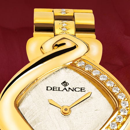 Die Uhr für die Braut : Just 25: Golduhr mit 25 Diamanten, Luz Zifferblatt, vergoldete Hände, Goldcabochon mit einem Rubin, Armband aus gold mit 24 Diamanten