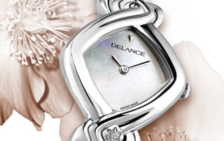 Die Uhr für die Braut : Star of the Day: Stahluhr, Luz Zifferblatt moon, vernickelte Hände, Stahlcabochon mit einem Diamanten Zifferblatt Perlmutter Armband aus Stahl