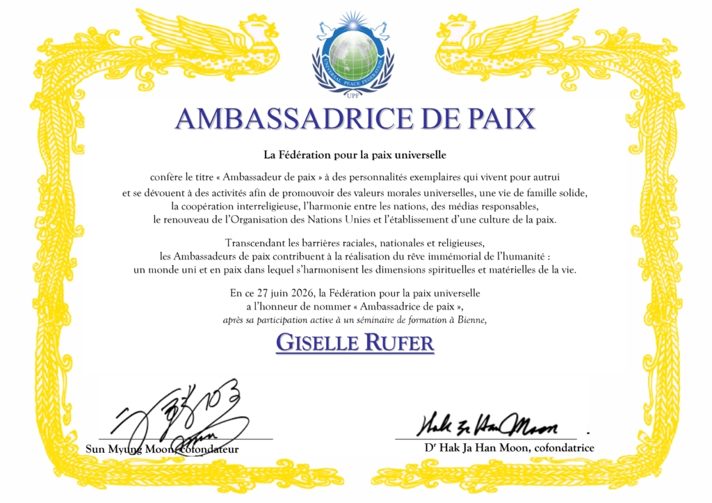 Certificat de UPF Switzerland